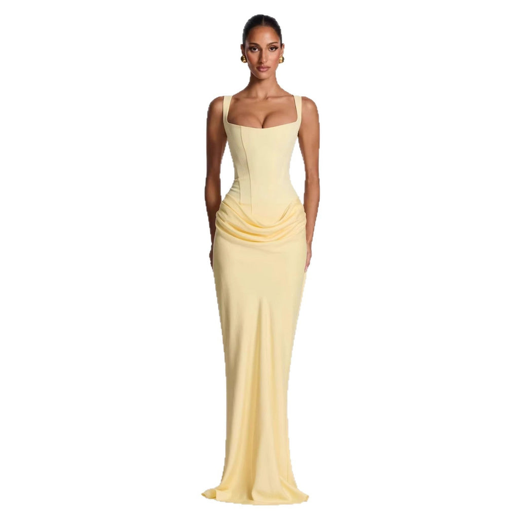 Damen Fließendes Maxi-Kleid mit asymmetrischem Schnitt und raffiniertem Drapé