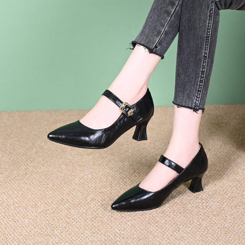 Damen Elegante Mary Jane Pumps mit dezentem Schnallen-Detail