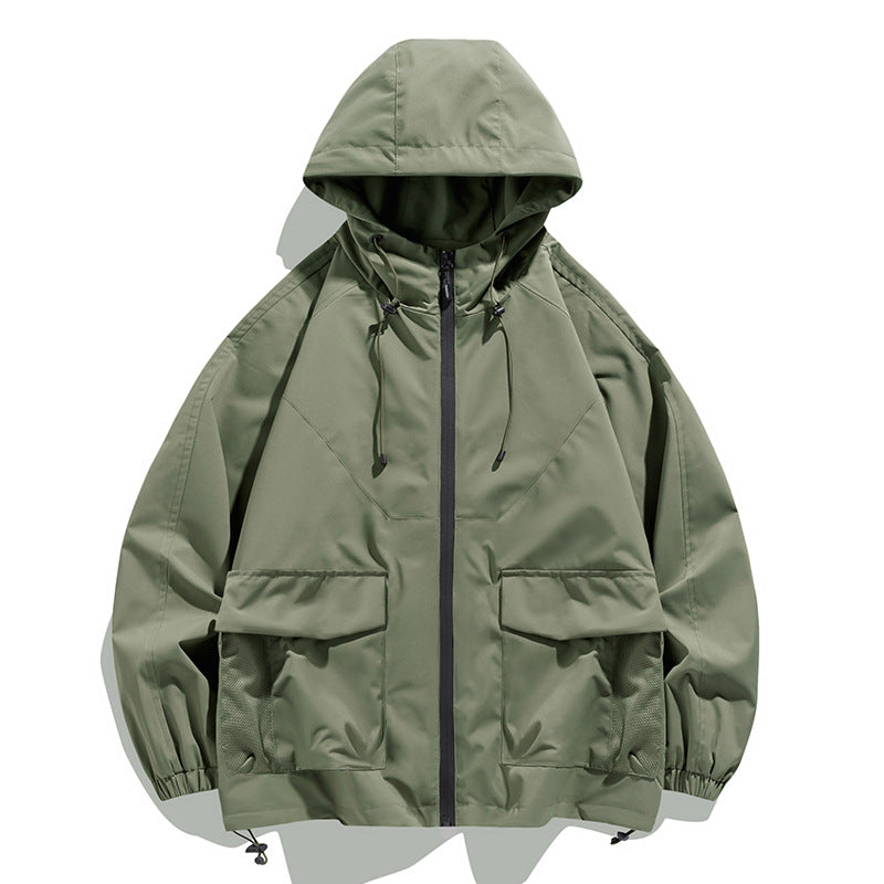 Herren Oversize Kapuzen-Windbreaker mit Multi‑Taschen, Mesh‑Einsätzen und Kordelzug Shop Nory
