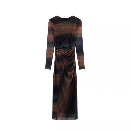 Damen Figurbetontes Midikleid mit seitlicher Drappierung und Rundhalsausschnitt Shop Nory