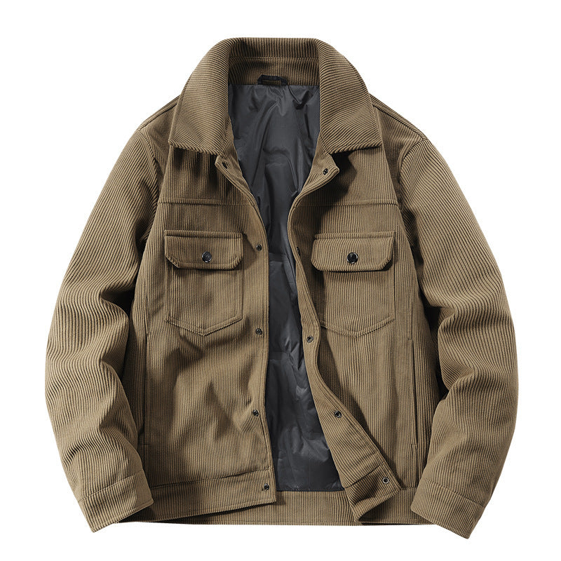 Herren Gerippte Cord-Overshirtjacke mit gesteppter Innenfütterung und Brustklappen Shop Nory