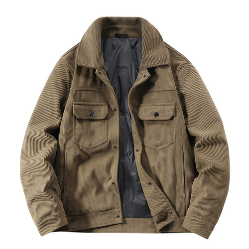 Herren Gerippte Cord-Overshirtjacke mit gesteppter Innenfütterung und Brustklappen Shop Nory