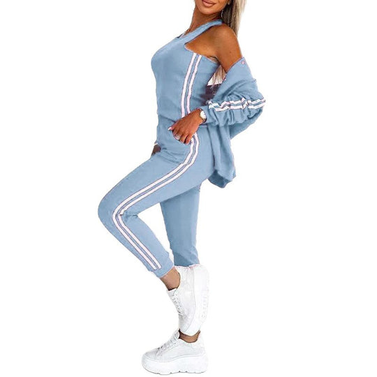 Damen nan sportliches Jogginganzug-Set mit Collegejacke, kurzes Top und slim-fit Jogginghose Shop Nory