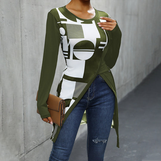 Damen Asymmetrisches Langarmoberteil mit geometrischem Muster Shop Nory