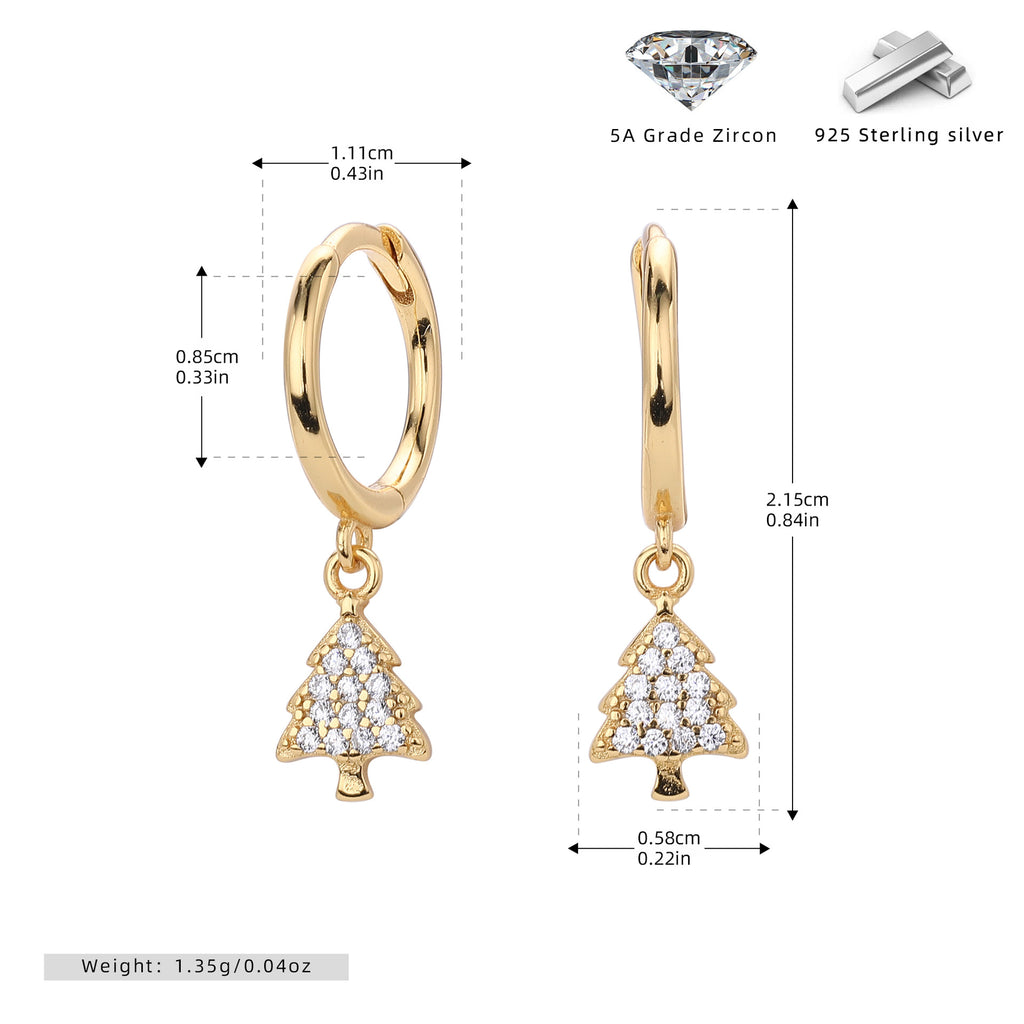 Damen Ohrhänger im stilvollen Weihnachtsbaum-Design aus hochwertigem 925 Sterling Silber Shop Nory