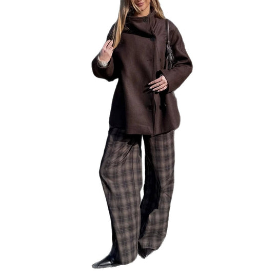 Damen Langer Wollmix-Mantel mit Oversize-Schnitt und weitem Revers Shop Nory