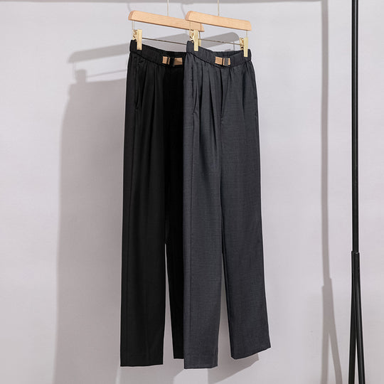 Damen Leichte Stoffhose mit elastischem Bund, Bundfalten und geradem Bein Shop Nory