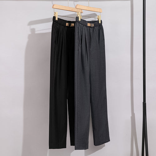 Damen Leichte Stoffhose mit elastischem Bund, Bundfalten und geradem Bein Shop Nory