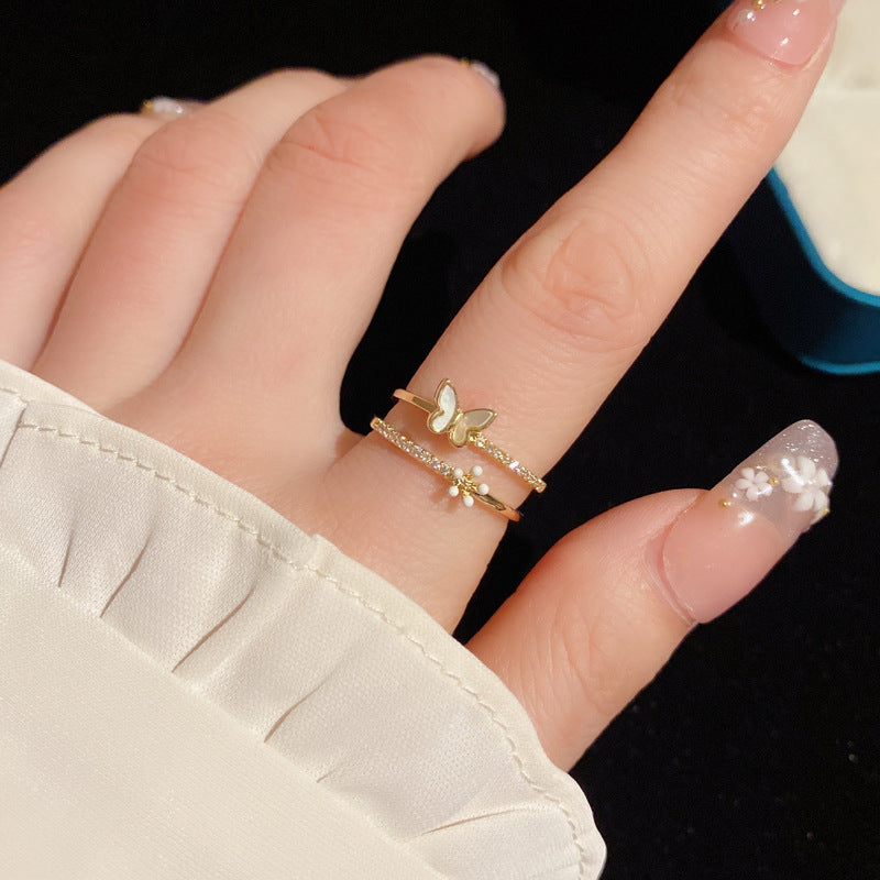 Damen Offener Ring mit filigranem Schmetterlingsdesign Shop Nory