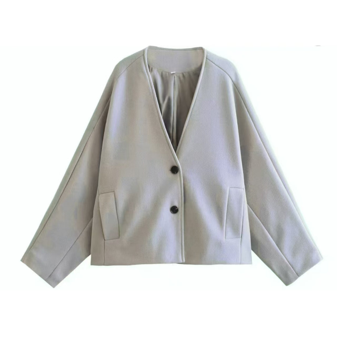 Damen Oversize‑Kurzjacke aus Wollmix mit kastiger Silhouette und Ballonärmeln Shop Nory
