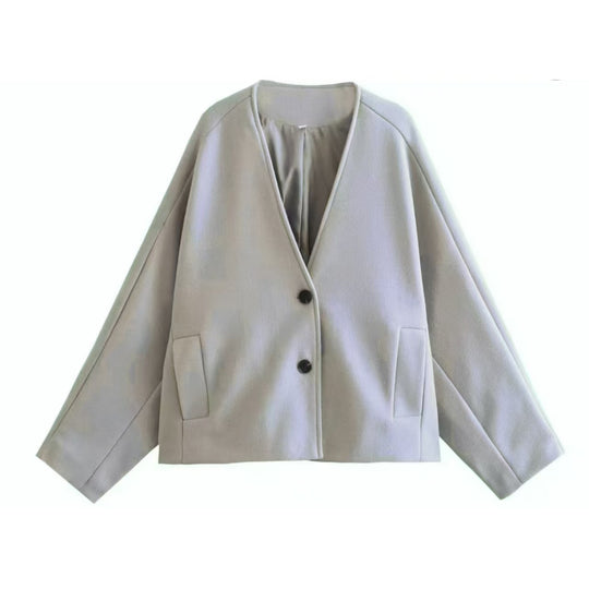 Damen Oversize‑Kurzjacke aus Wollmix mit kastiger Silhouette und Ballonärmeln Shop Nory