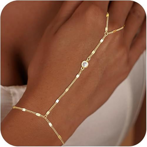 Damen Handkette mit funkelnden Zirkonia-Elementen und eleganter Gliederkette Shop Nory