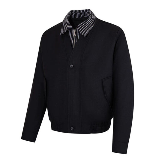 Herren Kurz geschnittene Blouson-Jacke mit gestreiftem Innenkragen, verdecktem Zweiwege-Reißverschluss und elastischem Saum Shop Nory