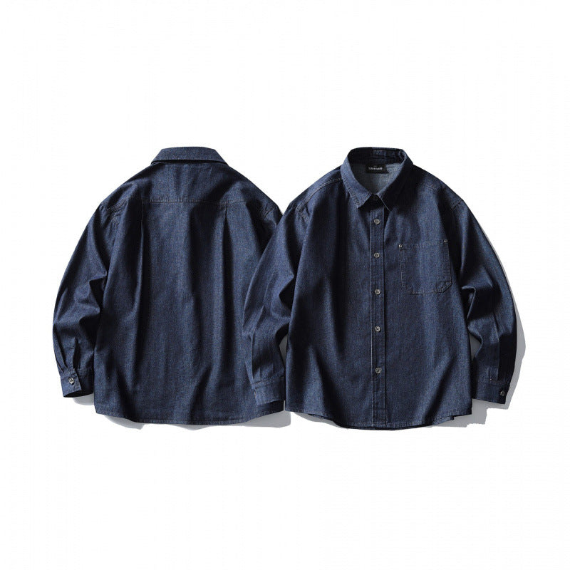Herren Oversize-Denimhemd mit Brusttasche und klassischem Hemdkragen Shop Nory