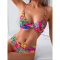 Damen Bikini-Set mit floralem Muster und Ring-Detail