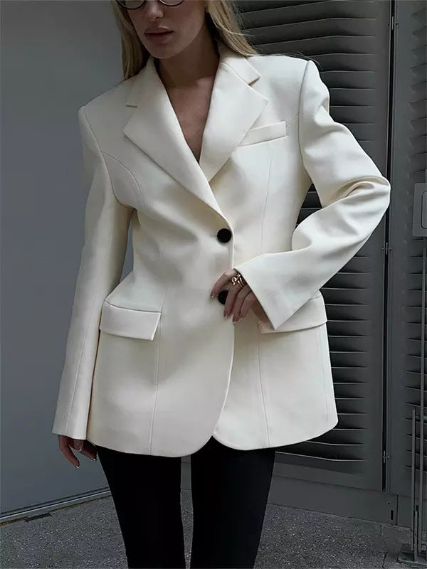 Damen Oversized Longblazer mit betonter Schulterpartie und Pattentaschen Shop Nory