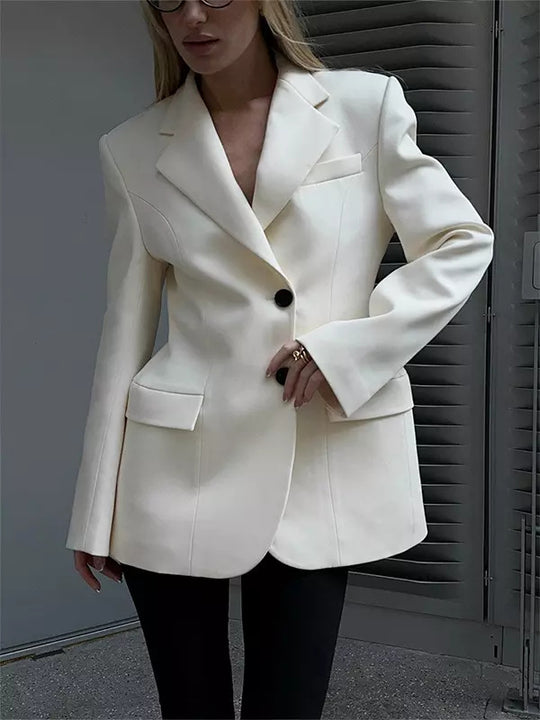 Damen Oversized Longblazer mit betonter Schulterpartie und Pattentaschen Shop Nory