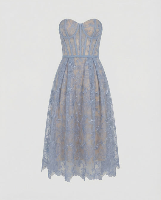 Korsett-Top Spitzen-Midi-Kleid