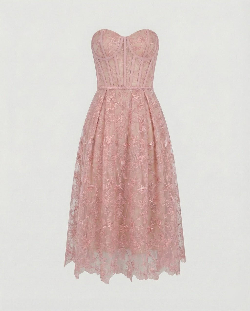 Korsett-Top Spitzen-Midi-Kleid