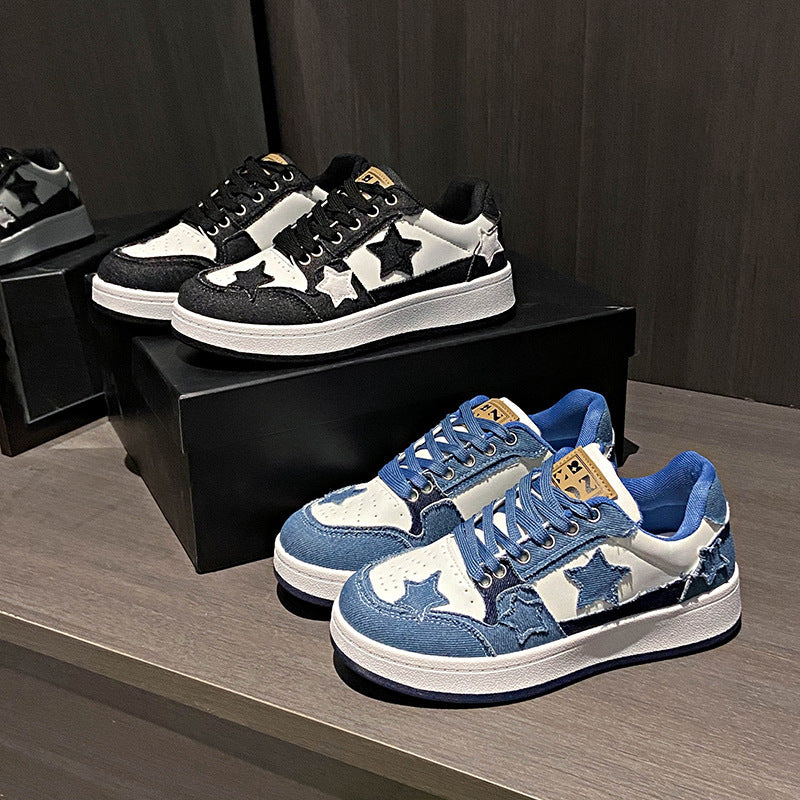 Damen Sportliche Sneakers mit modischen Sternen-Applikationen Shopnory