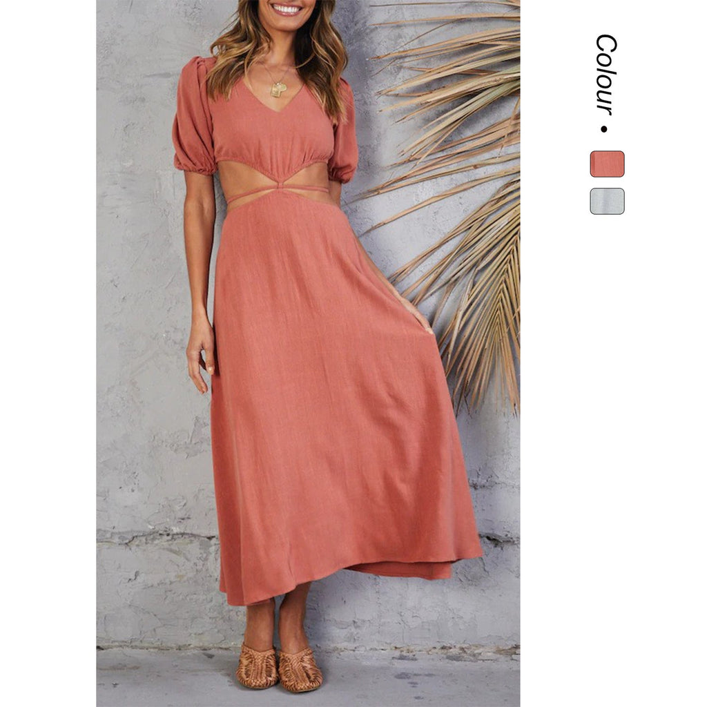 Damen Maxikleid mit kreativen Cut-Outs Shopnory