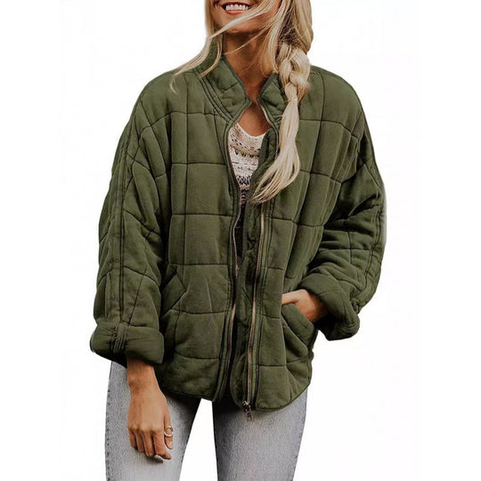 Damen Steppjacke im Oversized Schnitt mit Stehkragen und verdecktem Reißverschluss Shop Nory