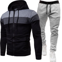 Schwarz mit schwarzem Bund, hellgraue Hose