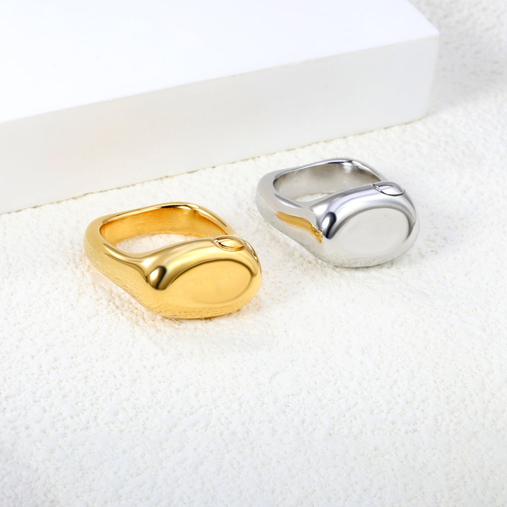Damen modischer Ring aus hochwertigem Edelstahl mit geschwungenem Design Shop Nory