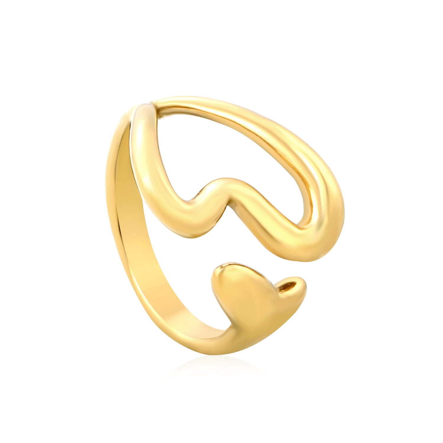Damen verstellbarer Ring mit modernem Herz- und Wellen-Design Shop Nory