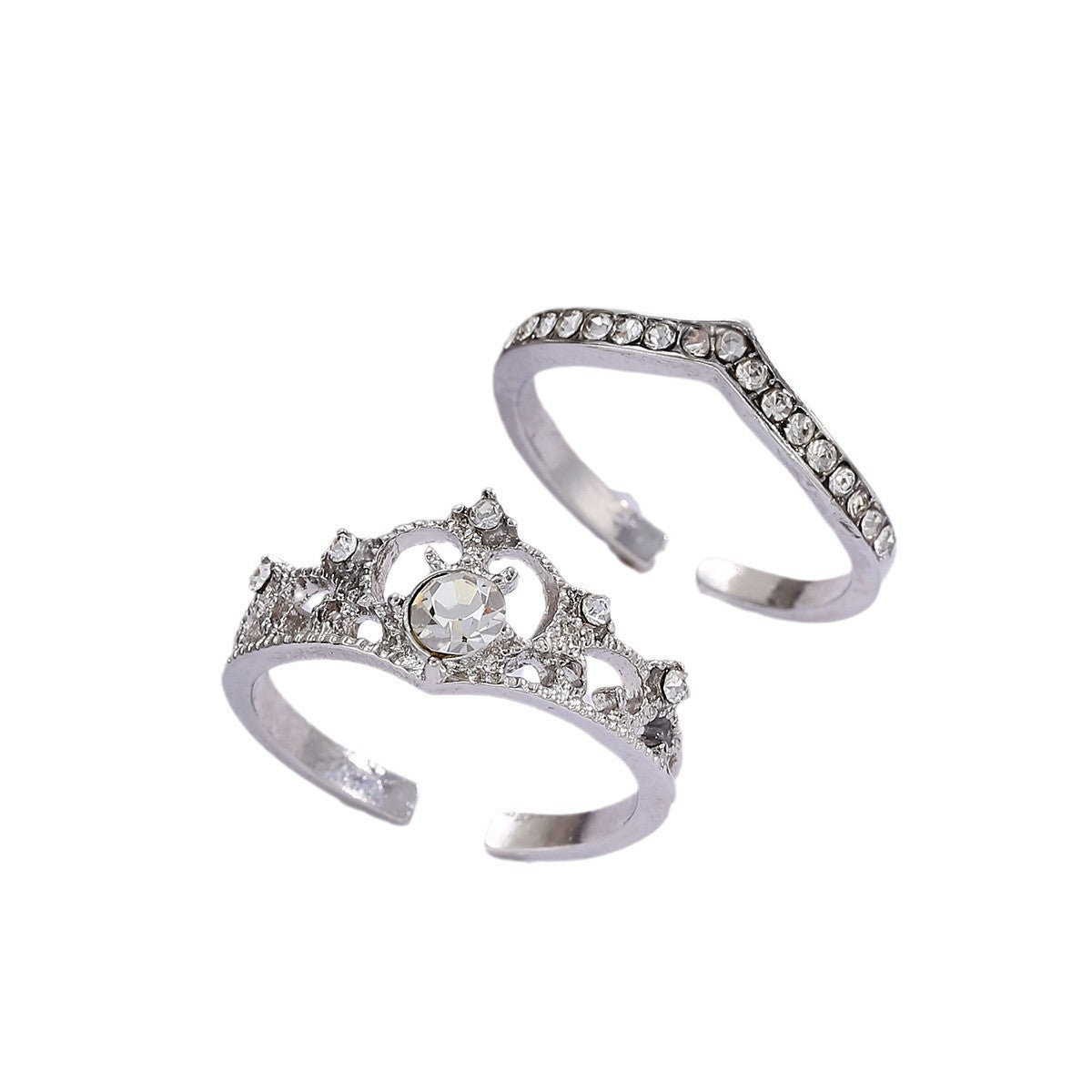 Damen elegantes Ring-Set mit kunstvoller Krone und funkelnden Zirkonia Shop Nory