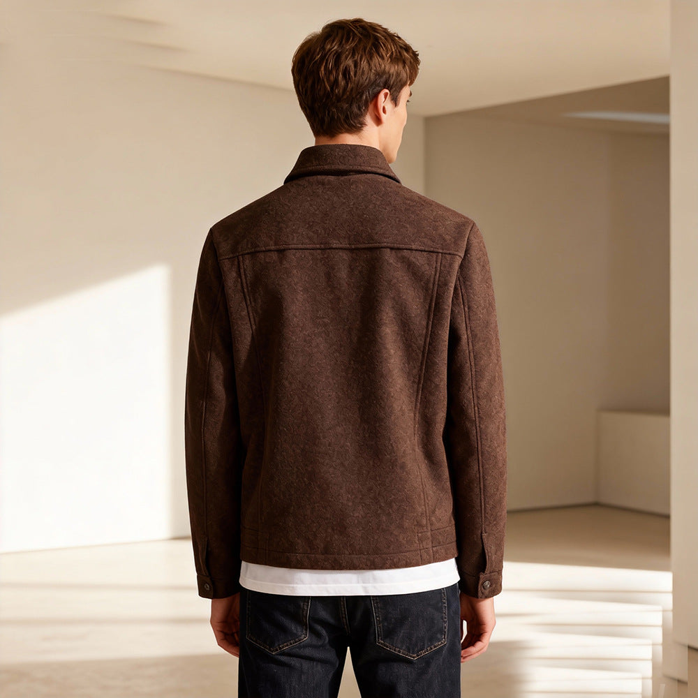 Herren Kurzjacke aus Velours‑Imitat mit Hemdkragen und Pattentaschen Shop Nory