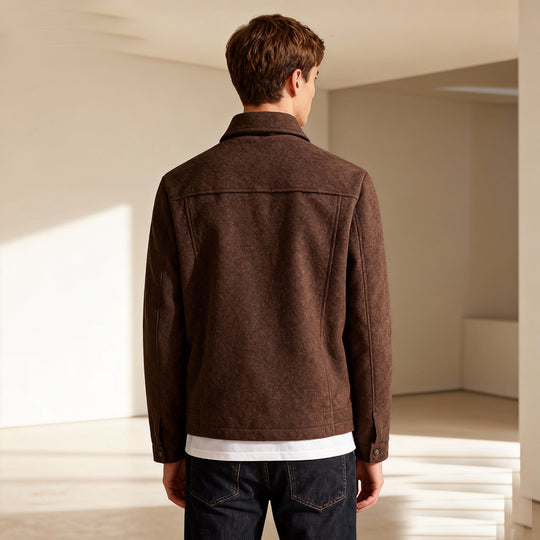 Herren Kurzjacke aus Velours‑Imitat mit Hemdkragen und Pattentaschen Shop Nory
