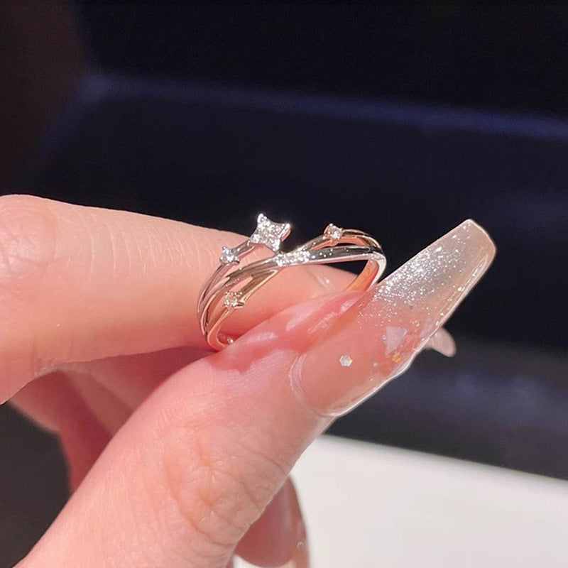 Damen Offener Ring mit funkelndem Zirkonia-Design Shop Nory