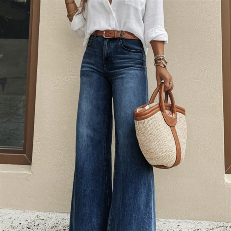 Damen Hochtaillierte extraweite Schlaghose aus Denim Shop Nory