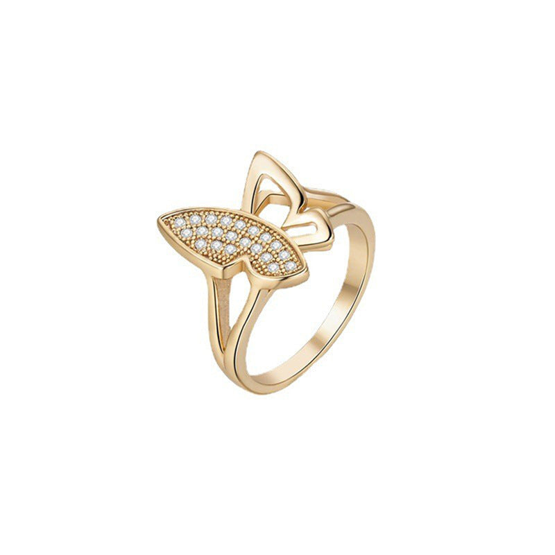 Damen eleganter Ring mit filigranem Schmetterlingsdesign Shop Nory