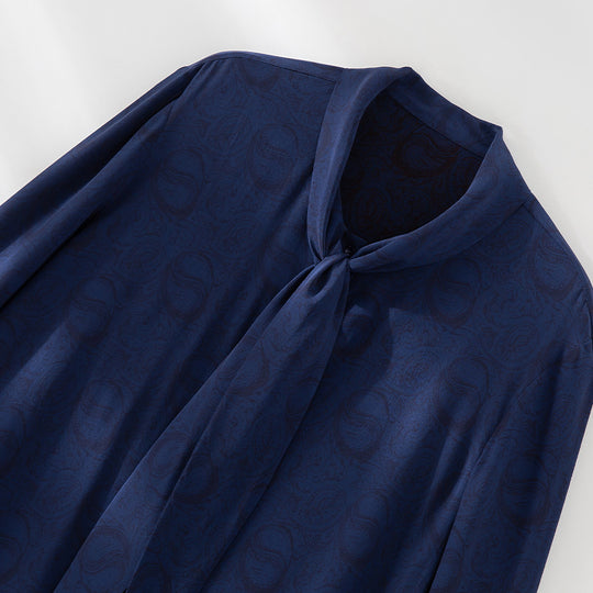 Damen Bluse mit Schleifenkragen und dezenter Jacquardstruktur Shop Nory