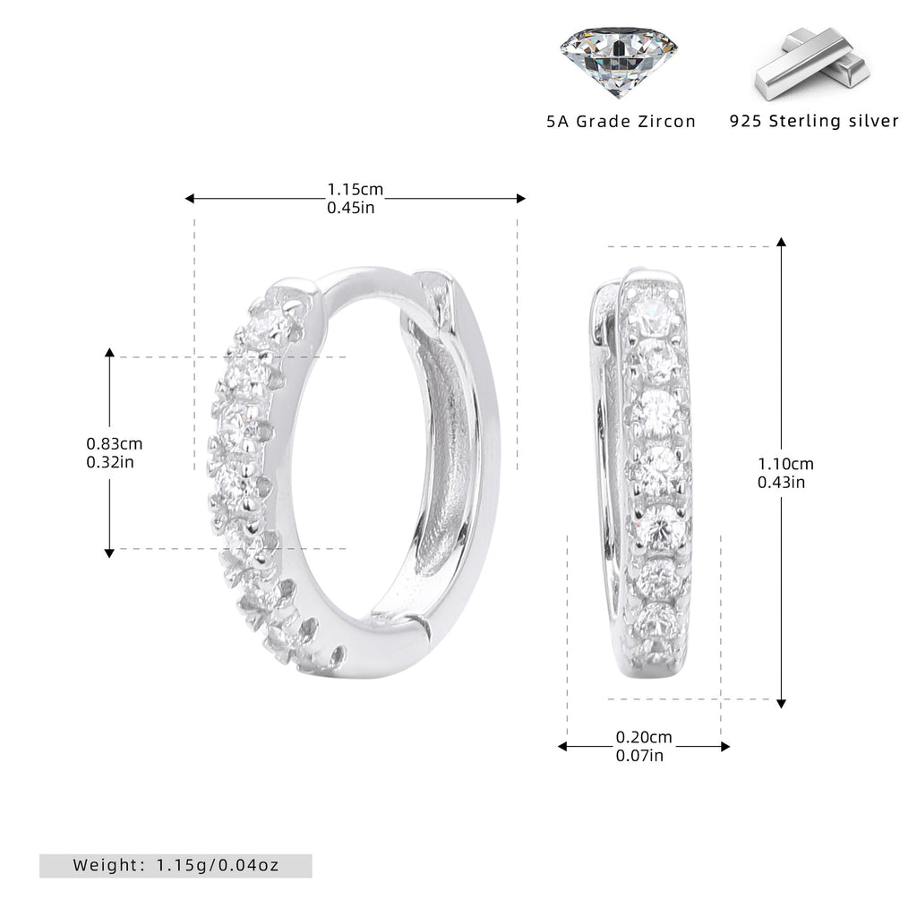 Damen Creolenohrringe mit funkelnden Zirkonstein-Akzenten aus hochwertigem 925 Sterling Silber Shop Nory
