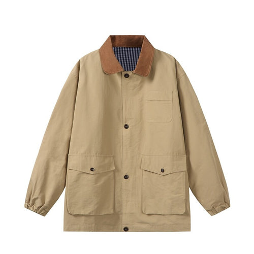 Herren Übergangs-Workerjacke im Boxy‑Cut mit Cordkragen und Pattentaschen Shop Nory