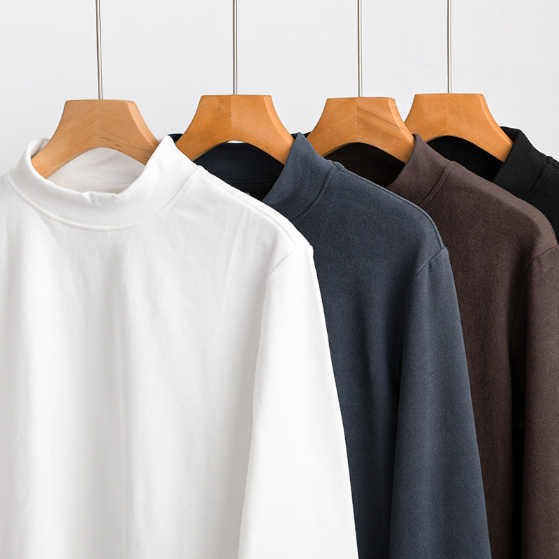 Herren Langärmeliges Feines Baumwollshirt mit Stehkragen und Relaxed-Fit Shop Nory