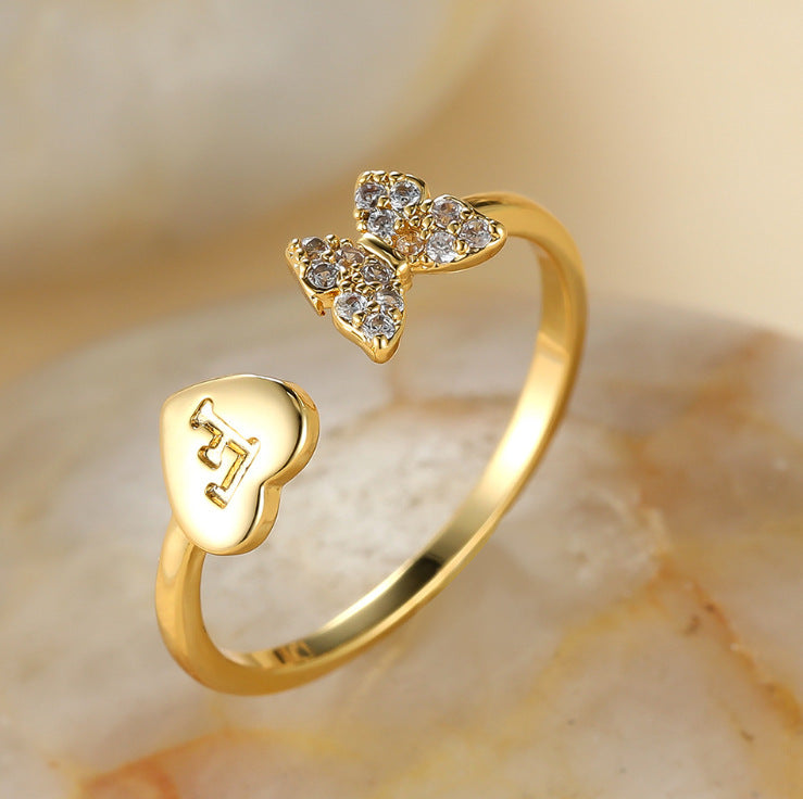 Damen Ring mit Schmetterlingsdesign und Herzmotiv Shop Nory