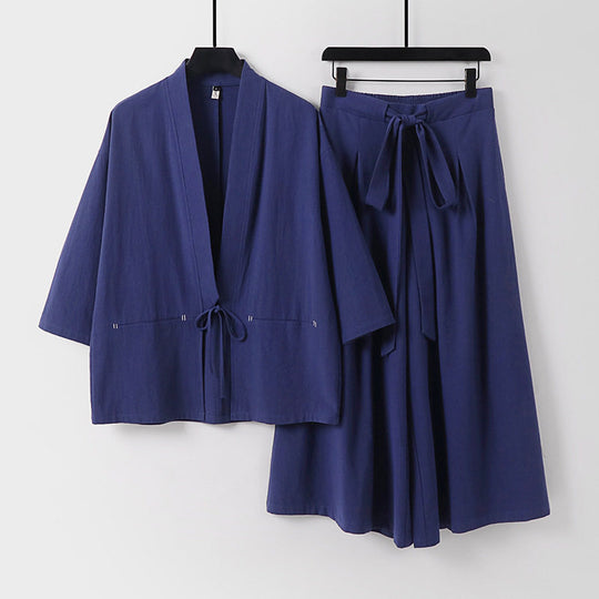 Damen Zweiteiliges Kimono-Set mit Kurzjacke und fließendem Midirock Shop Nory