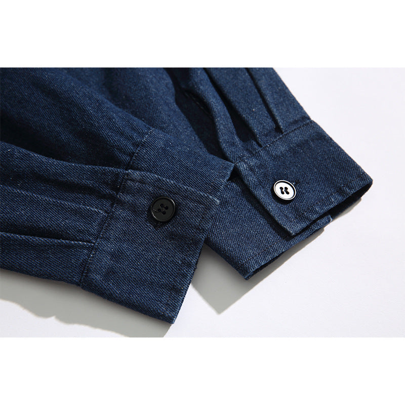 Unisex Boxy-Jeans-Überhemdjacke mit angenähter Kapuze und Multifunktionstaschen Shop Nory