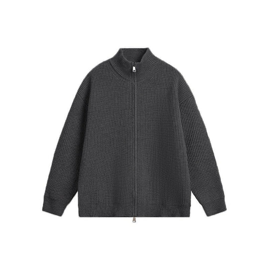 Unisex Grobstrick-Zipjacke mit Stehkragen und Zwei-Wege-Reißverschluss Shop Nory