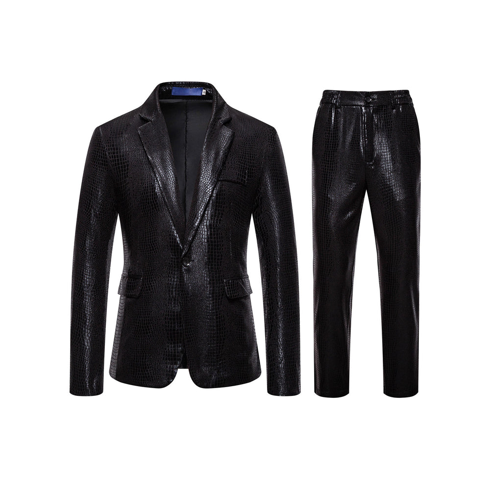Herren Zweiteiliges Glamour-Anzugset mit metallischem Kroko-Effekt und schmaler Silhouette Shop Nory
