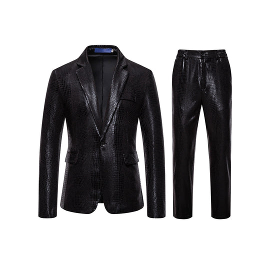 Herren Zweiteiliges Glamour-Anzugset mit metallischem Kroko-Effekt und schmaler Silhouette Shop Nory