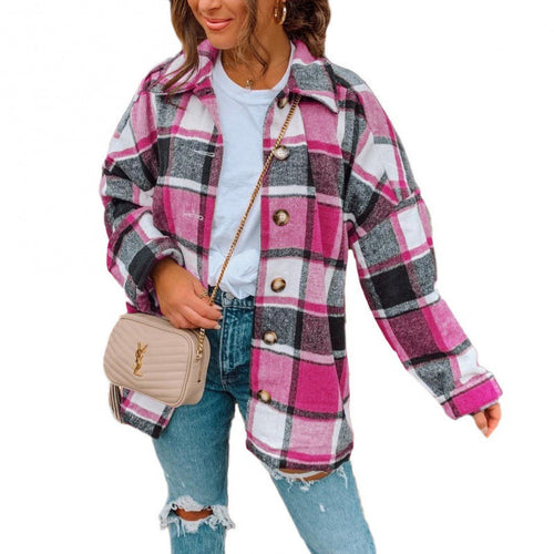 Damen Karierte Flanelljacke