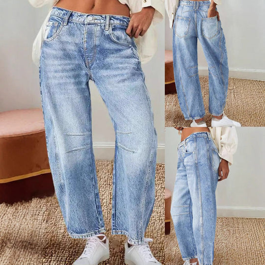Damen Hoch Taillierte Baggy Jeans