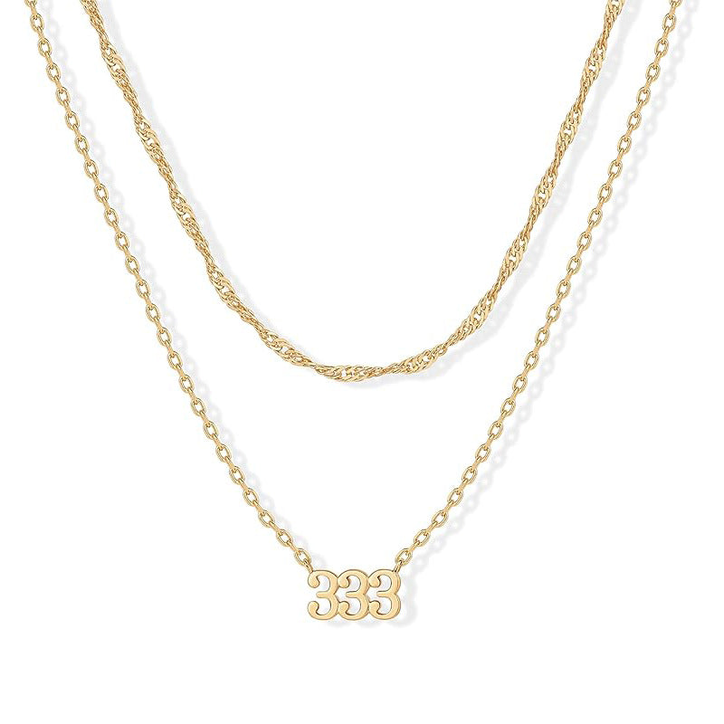 Damen mehrlagige Halskette mit individuellem Zahlenschmuck und eleganten Kettendesigns Shop Nory