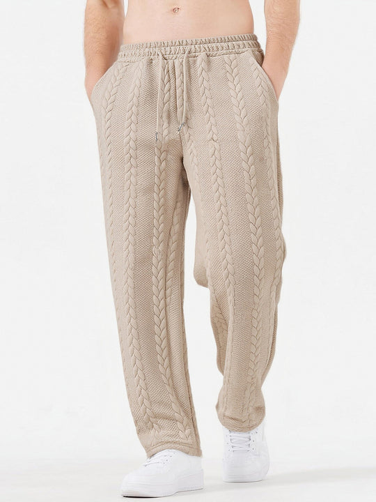 Herren grobgestrickte Lounge-Jogginghose mit Zopfstrick, Elastikbund und Kordelzug Shop Nory