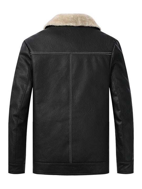 Herren Kunstleder-Fliegerblouson mit Sherpa-Innenfutter und Reißverschluss Shop Nory